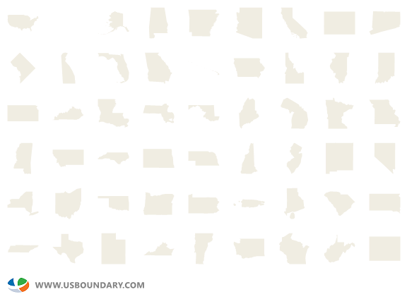 state sprite image with U.S. maindland and 52 states and equivalents (64x64, gray).